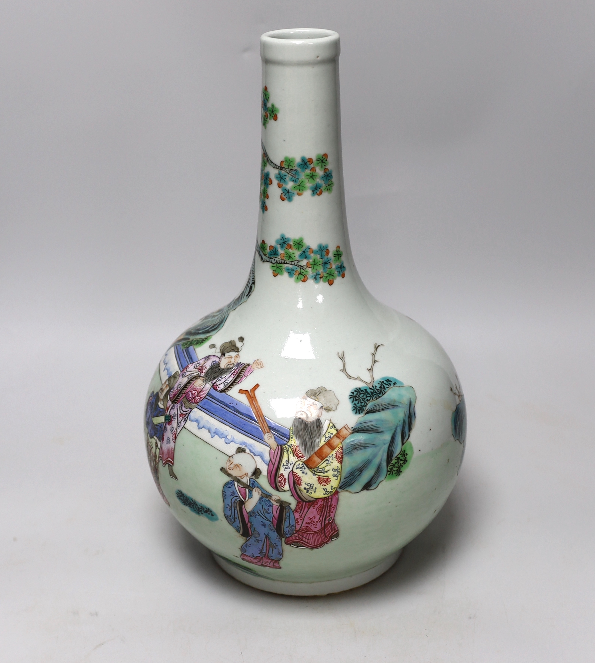 A Chinese famille rose bottle neck vase, 34cm